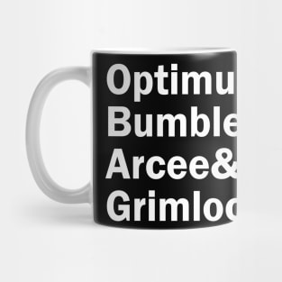 Funny Names x Transformers Autobots (Optimus, Bumble, Arcee, Gridlock) Mug